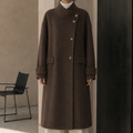 Women's Formal Long Woolen Coat Turn-down Collar Solid Breathable Elegant Full Sleeve Cashmere Lining Winter Normcore/Minimalist 567