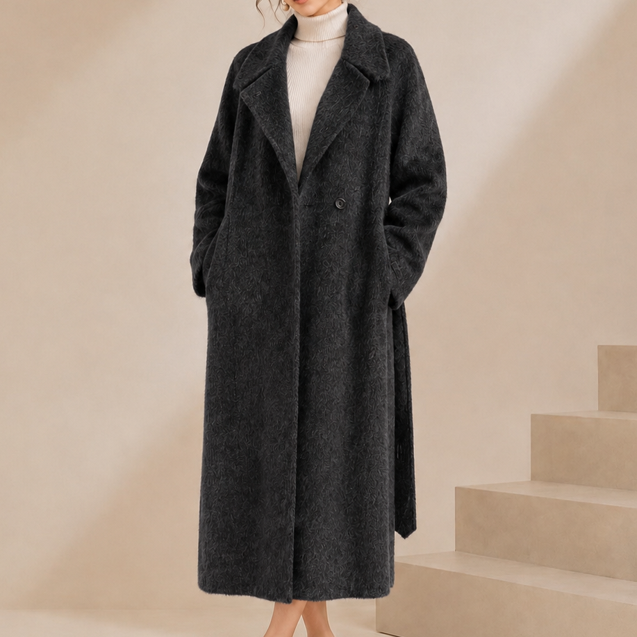 New Arrival Winter Women's Korean Style Casual Wool Stand Collar Belted Long Coat Apparel Stock 2562