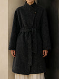 Women's Vintage Winter Coat Regular Length Double-Sided Stand Collar Thick Woolen Belt Fashionable Women's Coat GC0022