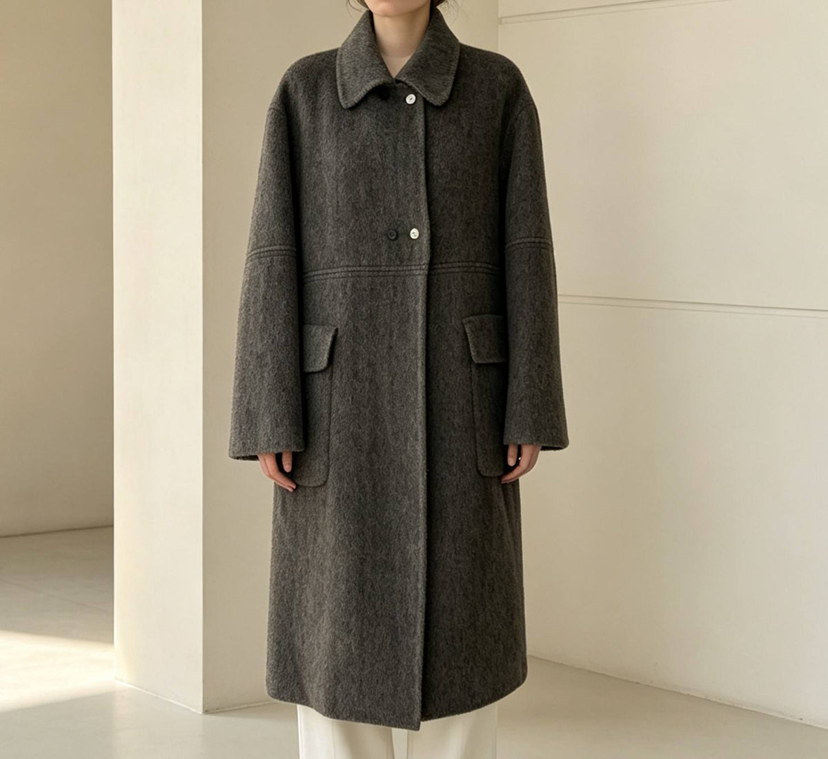 Women's Autumn Long Wool Cashmere Coat Double Face Wool Overcoat 7816