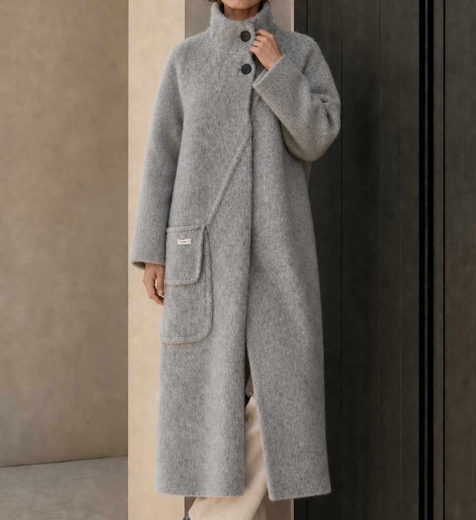 Women's Wool Overcoat with Cashmere Lining Long Length Button Front Warming Winter Design 816