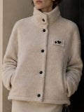 Women's Winter Alpaca Blend Thick Turn-down Collar Short Jacket Single Breasted Handmade Brushed Wool Elegant Coat GC0047
