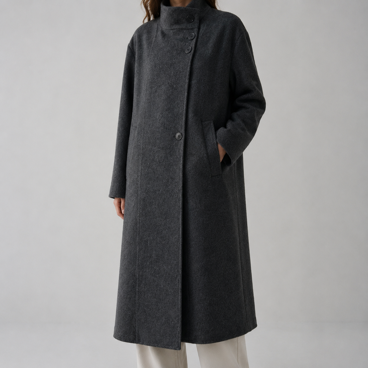 2026 New Luxury Women's Winter Coat High Quality Reversible Long Wool Woven Breathable Jacket 575