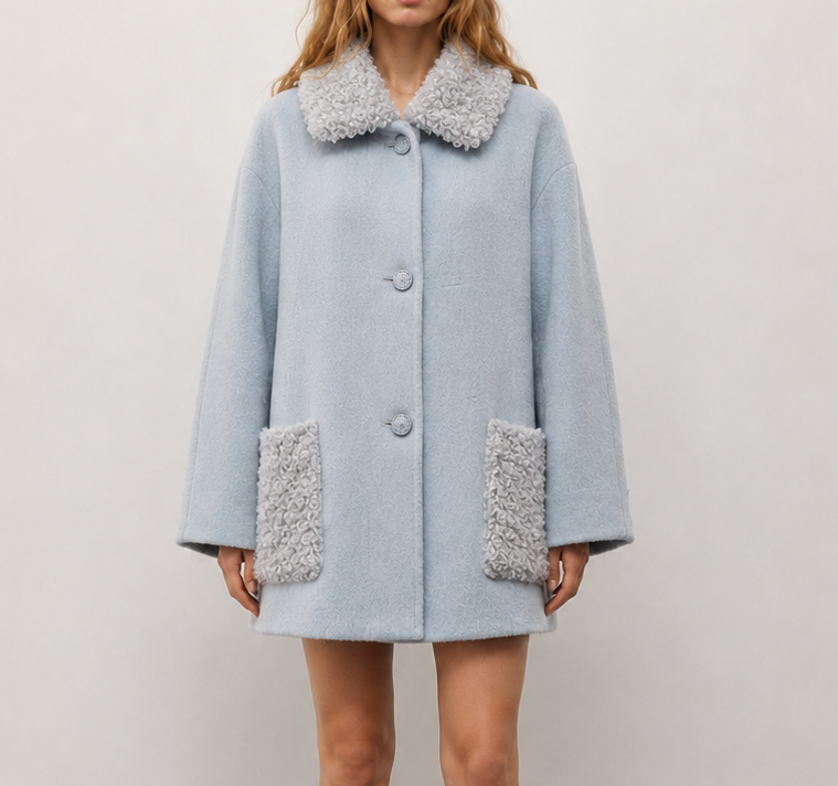 2026 Winter Women's Casual Woven Woolen Coat Turn-down Collar Reversible Double-Faced Cashmere Lining Breathable L2678