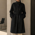 Women's Cashmere Alpaca Blend Woolen Turtleneck Belted Coat Luxury Hairy Wool Regular Winter Overcoat GC0002