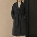 High Quality Vintage Fluffy Casual Women's Winter Overcoat Woolen Blend Breathable Full Sleeve Belt Closure GC0010
