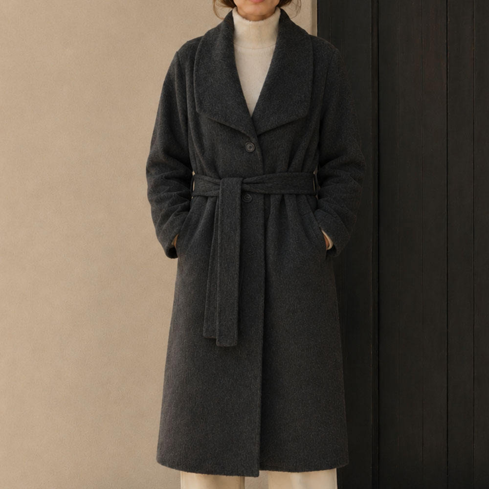 High Quality Vintage Fluffy Casual Women's Winter Overcoat Woolen Blend Breathable Full Sleeve Belt Closure GC0010