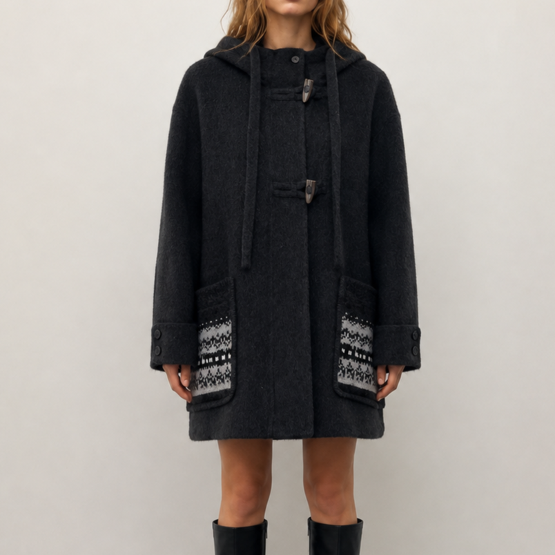 Women's Vintage Wool Coat with Cap Winter Clothes for Women 2026 New 811