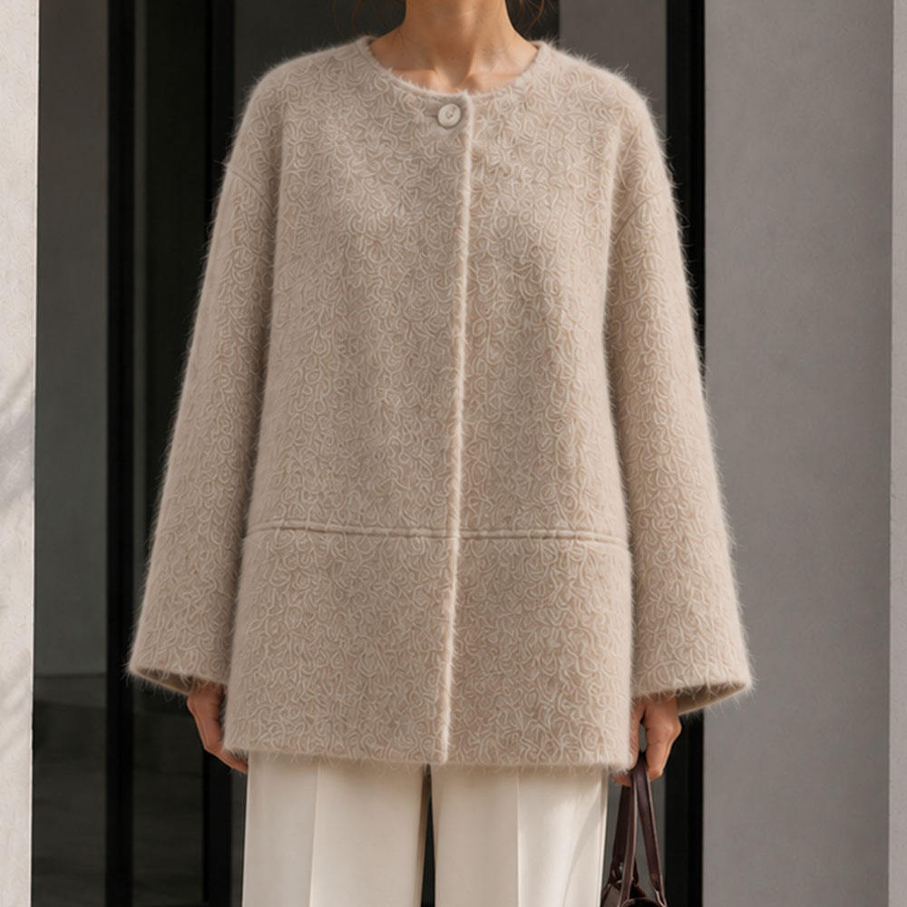 Popular Single Faced Thick Woolen Coat Women Regular Length European USA Style Elegant Button Closure Winter Outerwear Solid GC0033