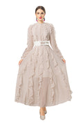 Plus Size 2026 New Polka Dot Dress, Ruffle Fringe Belted Waist Women Dress