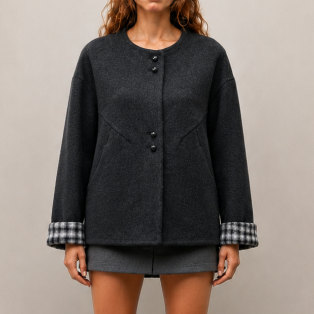 Custom OEM/ODM High-Quality Women's Winter Casual Jacket, Reversible Double-Faced Wool Short Coat 8716