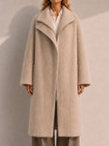 Elegant Casual Woolen Coat for Women with Thick Turtleneck Zipper Closure Detachable Belt Full Sleeve for Winter GC0054