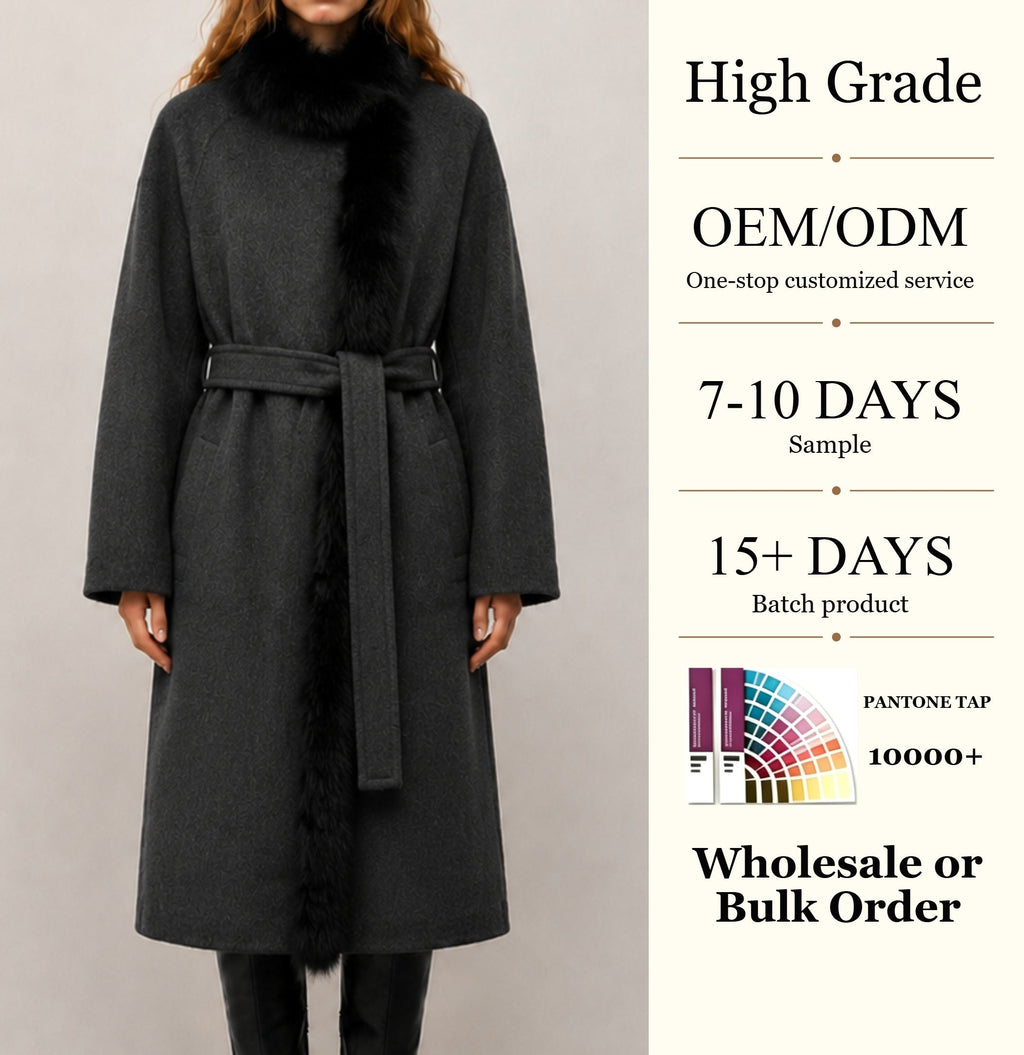 Custom OEM/ODM High-Quality Women's Winter Fashionable Elegant Jacket, Reversible Double-Faced Wool Long Coat L2627