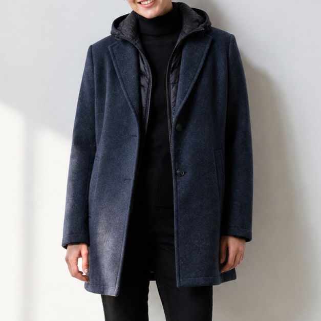 Long Vintage Hooded Wool-Blend Woven Windproof Casual Women's Coat with Detachable Liner ZP0001