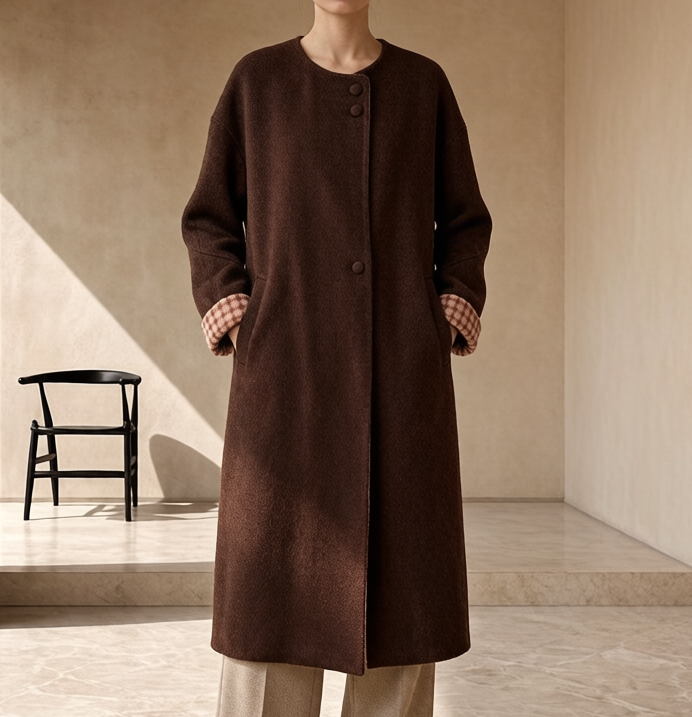 Women's Long Wool Coat Apparel Stock Wholesale 2537