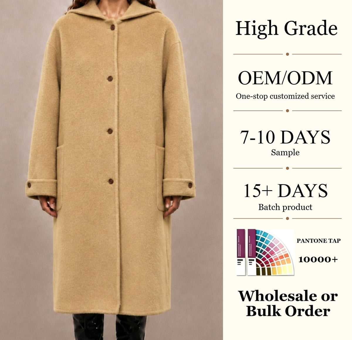 Women's Cashmere Wool Blend Coat Single Breasted Long Knee Length Winter Outerwear Apparel Stock 898