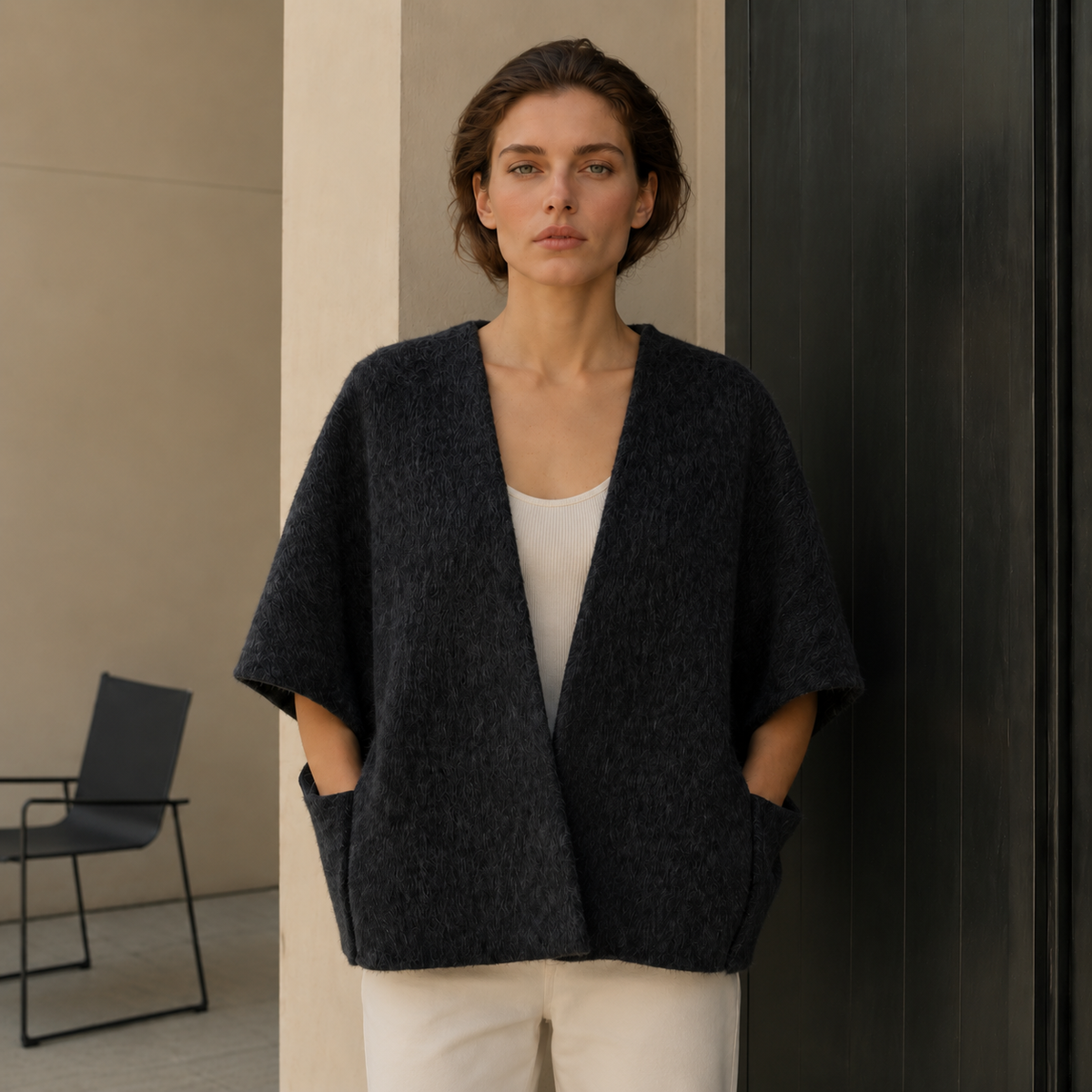 Elegant ALPACA Women's Thick Woven Woolen Hooded V-neck Trench Coat New Design for Winter Cashmere Coats GC0029