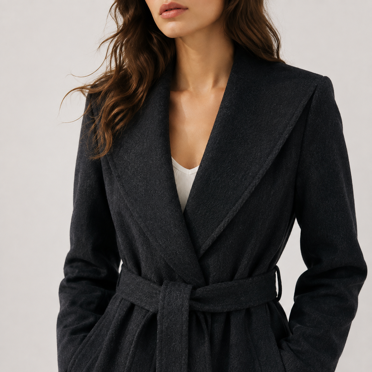 2026 New Women's Winter Wool Coat, Elegant High-End Thick Outerwear with Lapel Collar N8817
