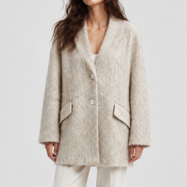 2026 New Winter Women's Fashion Reversible Double-Faced Wool Coat Loose Designer Jacket 6696
