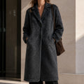 Women's Winter Formal Alpaca Blend Notch Lapel Luxury Hairy Wool Long Overcoat with Double-faced Wool and Single Buttons GC0003