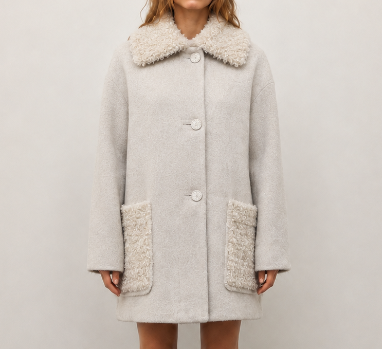 2026 Winter Women's Casual Woven Woolen Coat Turn-down Collar Reversible Double-Faced Cashmere Lining Breathable L2678