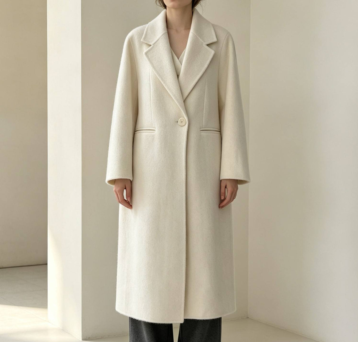 Autumn Women's Long Cashmere Wool Coat Double Face Wool Overcoat 8355