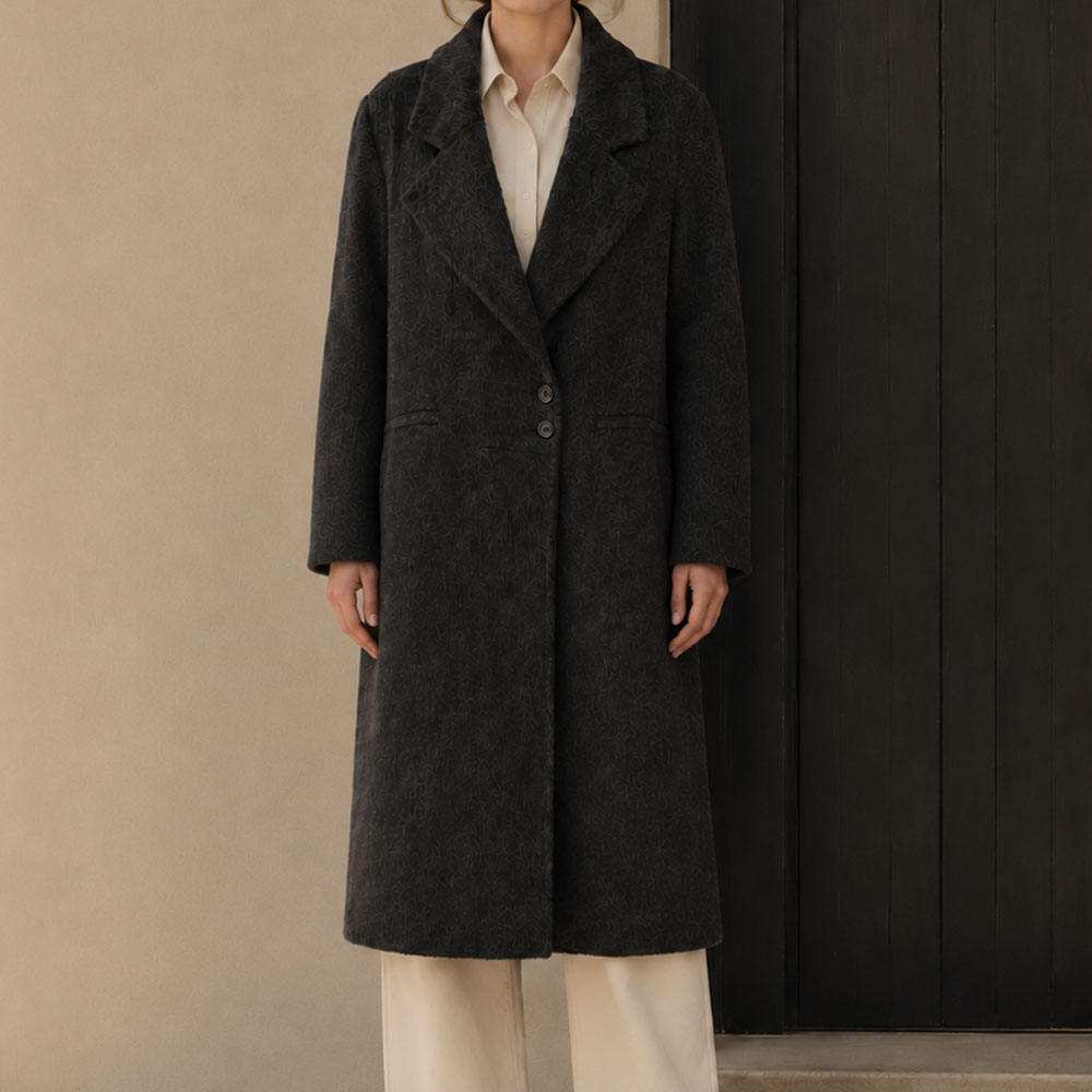 Women's Double-Face Cashmere Wool Woolen Coat Loose Sheep Windbreaker Lapel Single Button Long Winter Outwear Breathable Casual GC0008
