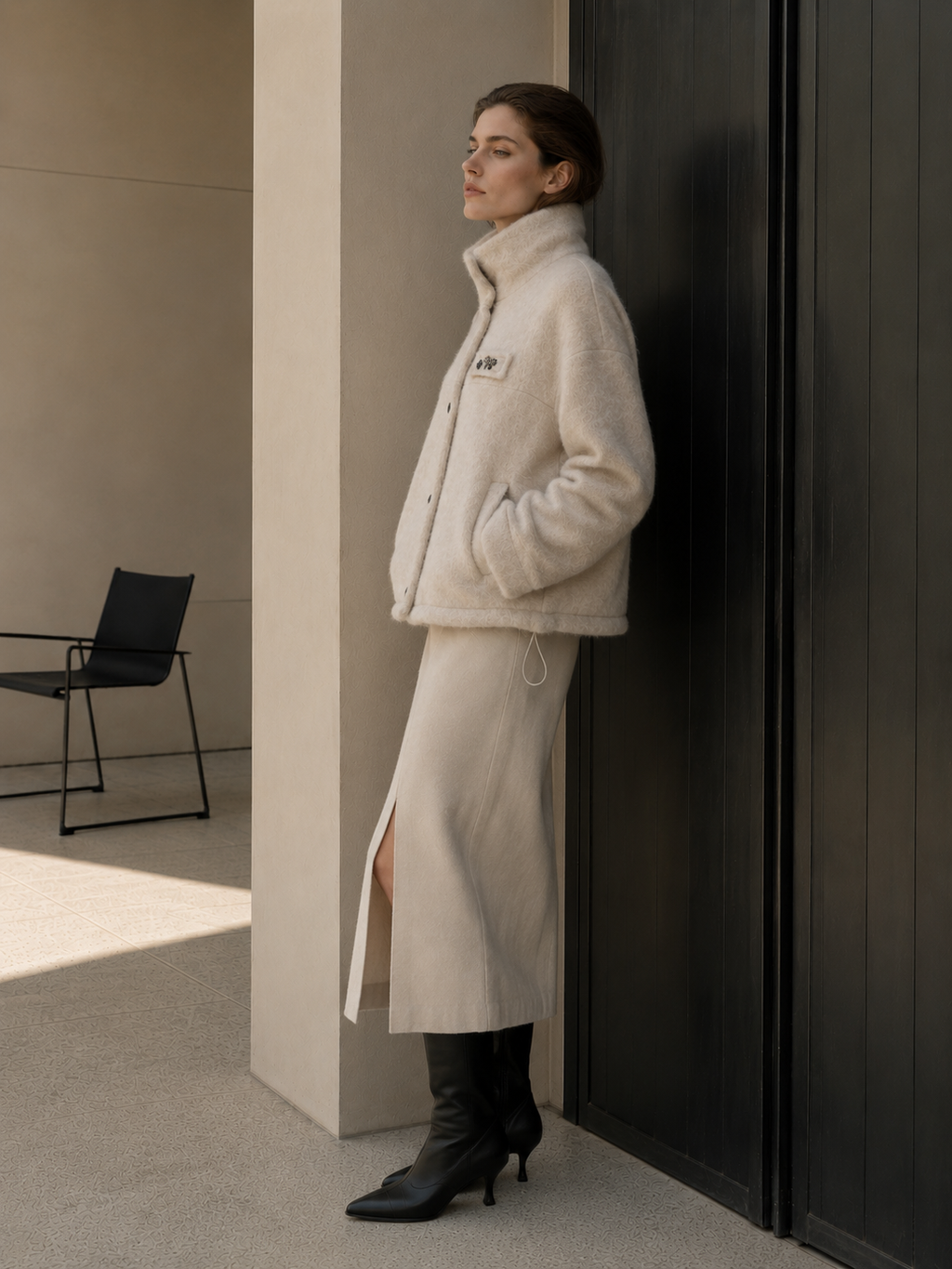 Women's Winter Alpaca Blend Thick Turn-down Collar Short Jacket Single Breasted Handmade Brushed Wool Elegant Coat GC0047