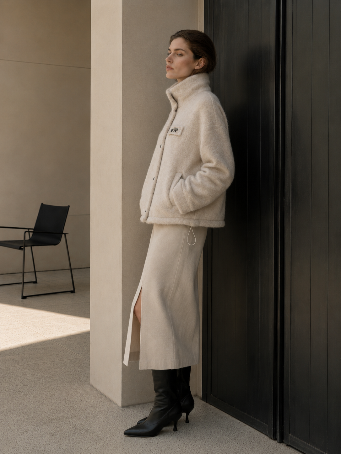 Women's Winter Alpaca Blend Thick Turn-down Collar Short Jacket Single Breasted Handmade Brushed Wool Elegant Coat GC0047