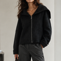 Wholesale Custom Women Wool Cashmere Coat Solid Color Breathable Winter Short Casual Elegant with Zippers 2627
