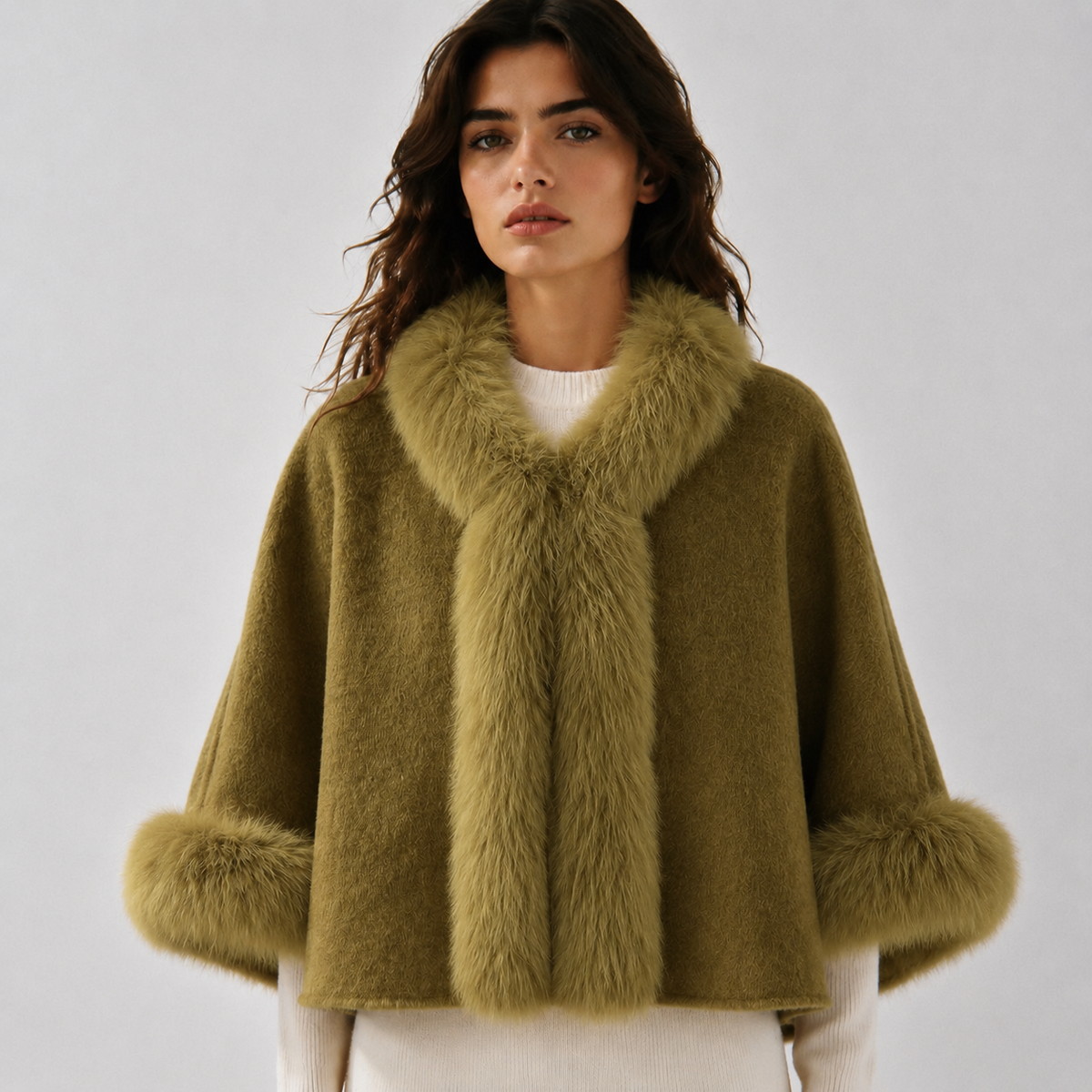 2026 New Arrival Premium Elegant Warm Wool/Cashmere Fur Coat Winter Plush Jacket Eco-Friendly Breathable Crop Detachable L25128