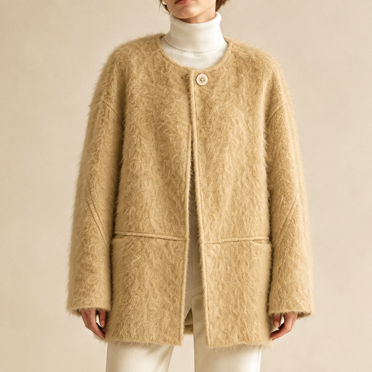 Women's Elegant Wool Overcoat Luxury Fashion Thick Warm Winter Coat 6635