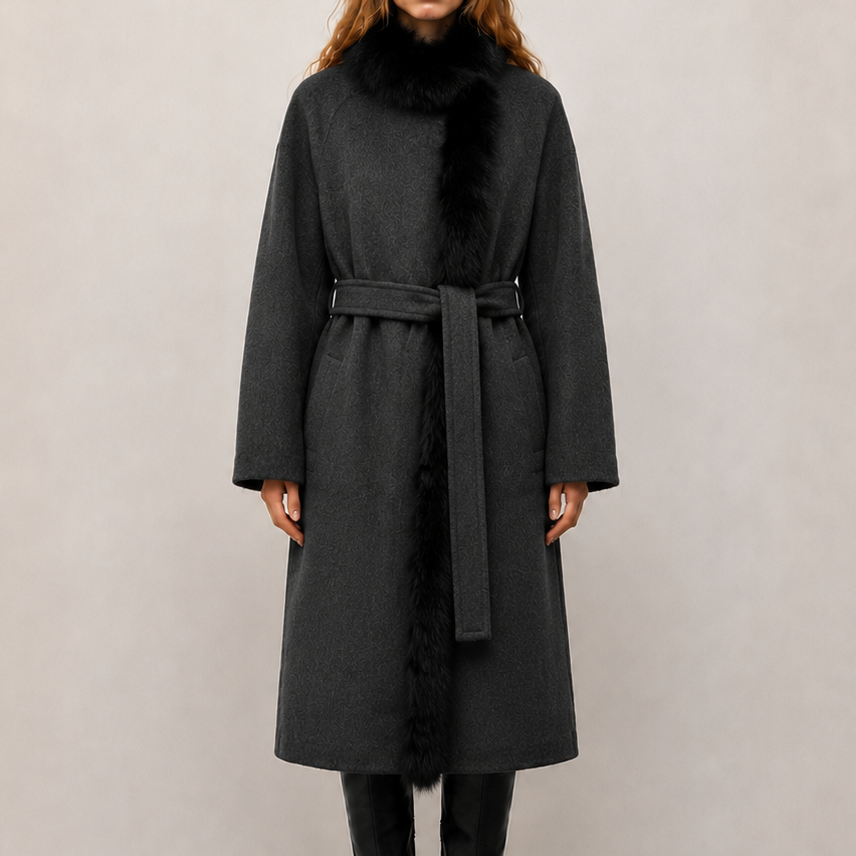 Custom OEM/ODM High-Quality Women's Winter Fashionable Elegant Jacket, Reversible Double-Faced Wool Long Coat L2627