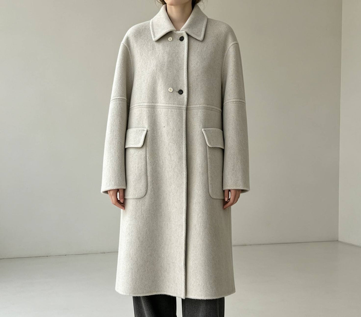 Women's Autumn Long Wool Cashmere Coat Double Face Wool Overcoat 7816