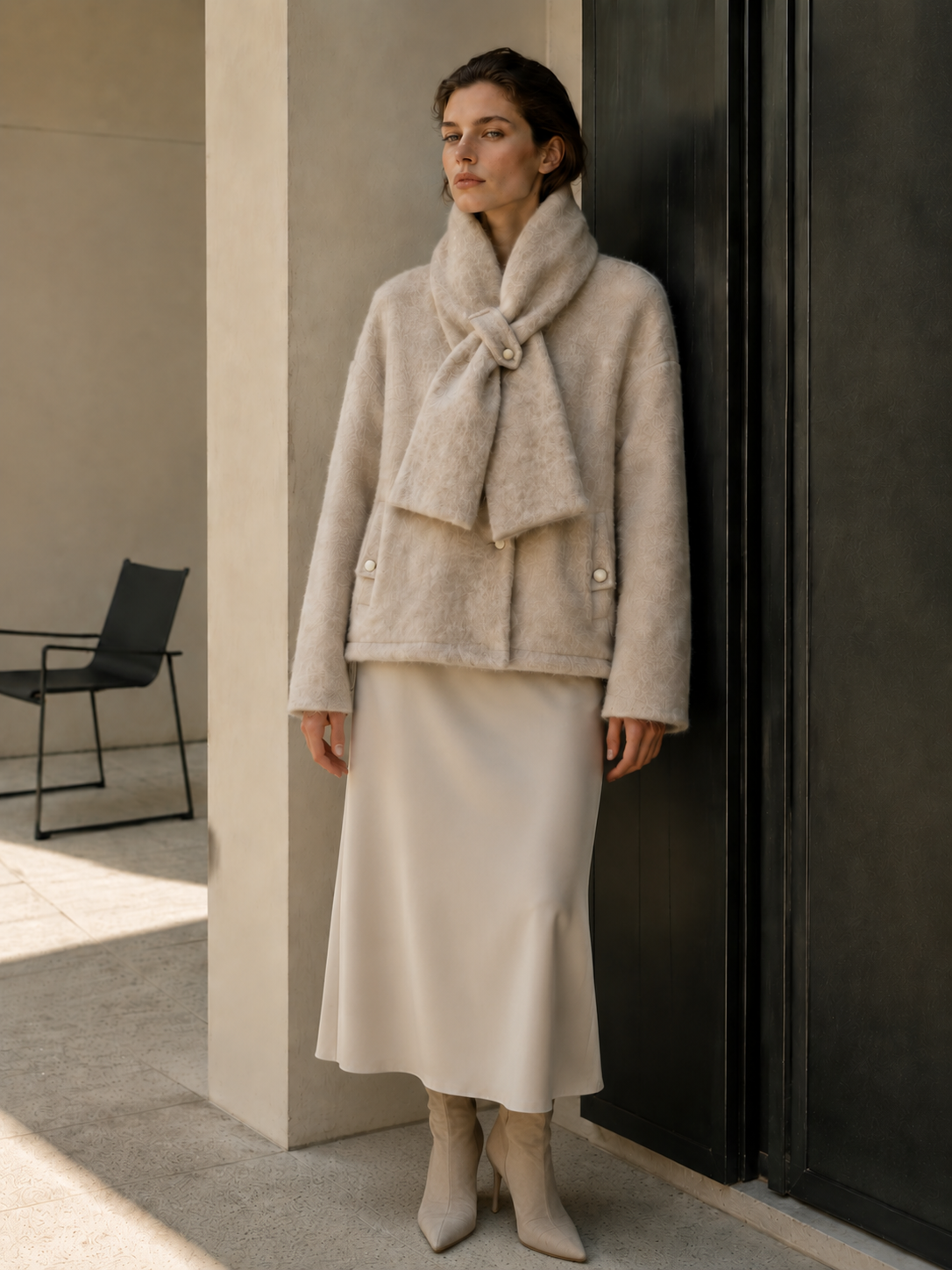 Women's Winter Single Breasted Woolen Alpaca Blend O-Neck Thick Luxury Hairy Wool Solid Pattern Casual Coat GC0052