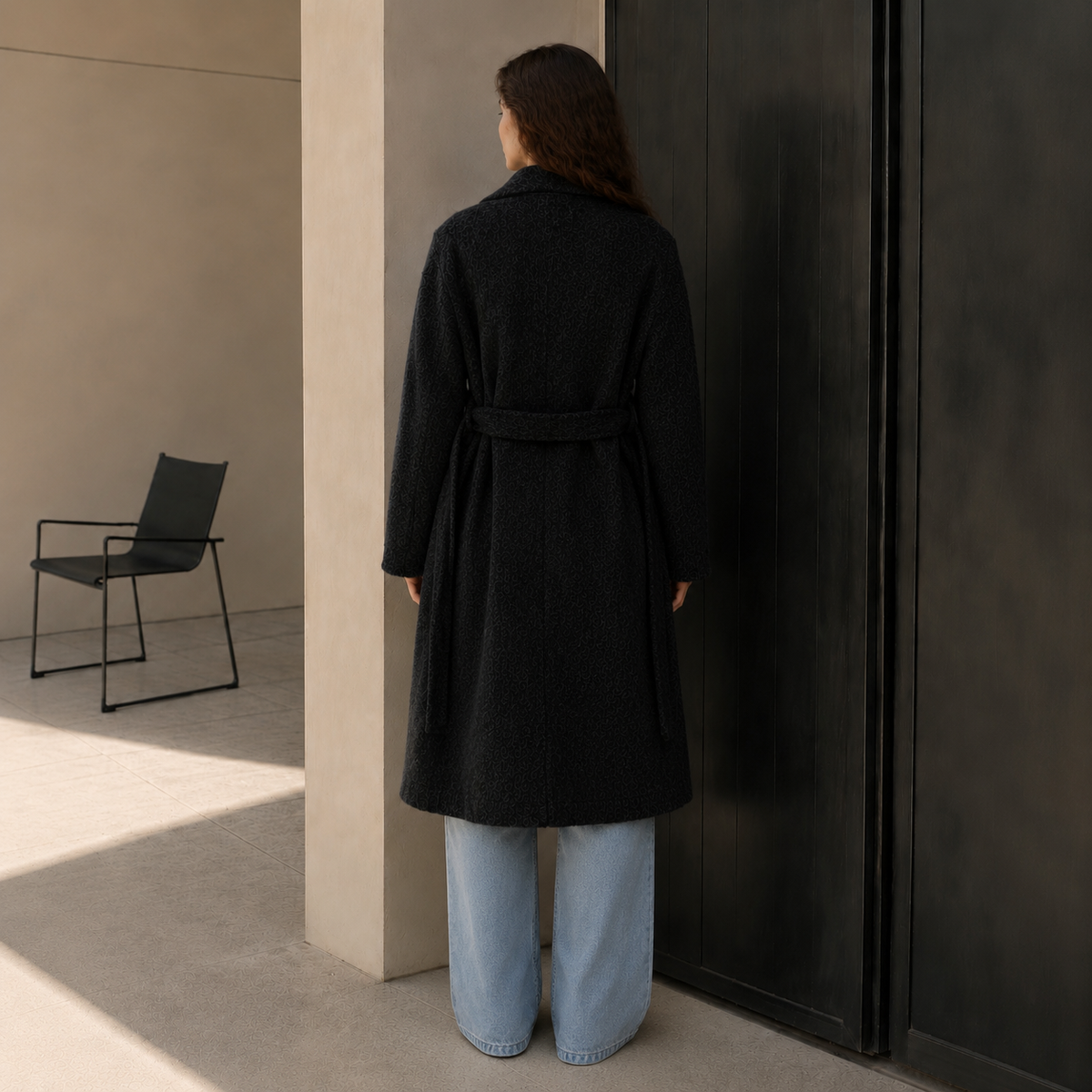 Women's Casual Style Regular Winter Trench Coat Woolen Cashmere Lining Nonwoven Weaving Single Button Belt Closure GC0026