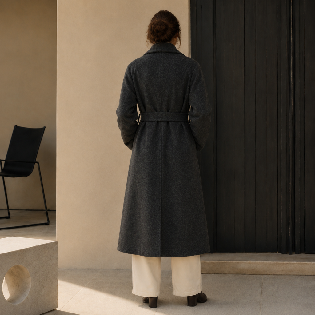 High Quality Vintage Fluffy Casual Women's Winter Overcoat Woolen Blend Breathable Full Sleeve Belt Closure GC0010