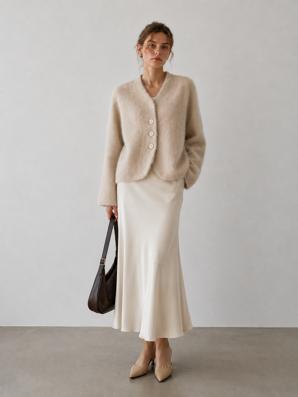 Single-Faced Wool Cashmere V-neck Full Sleeve Jacket Autumn/Winter 2026 New Arrival Handcrafted Elegant Womens Coat GC0032