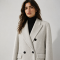 2026 New Autumn Women's Long Double-Faced Wool Coat, Lapel Double-Breasted Wool Overcoat GC0056