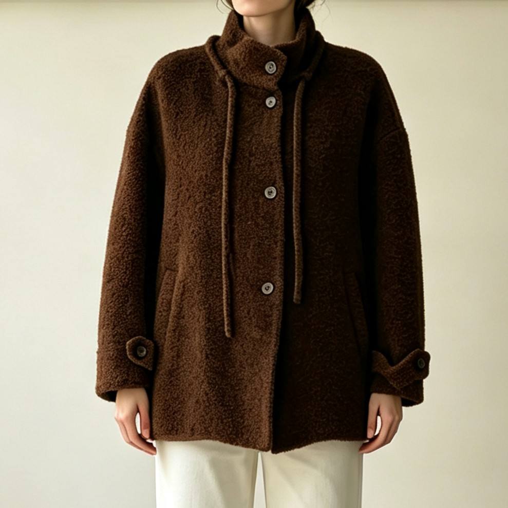 Autumn Women's Double Face Wool Coat Cashmere Blend Collar Overcoat 582