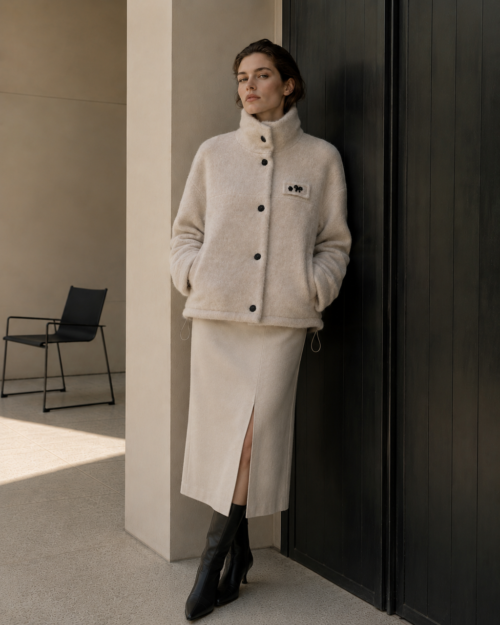 Women's Winter Alpaca Blend Thick Turn-down Collar Short Jacket Single Breasted Handmade Brushed Wool Elegant Coat GC0047