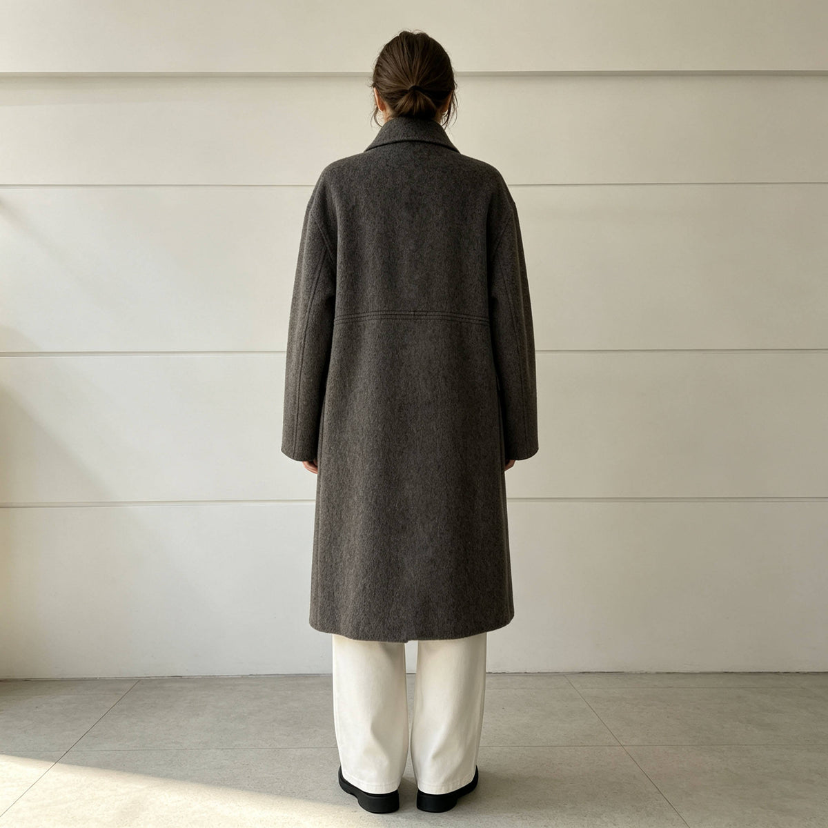 Women's Autumn Long Wool Cashmere Coat Double Face Wool Overcoat 7816