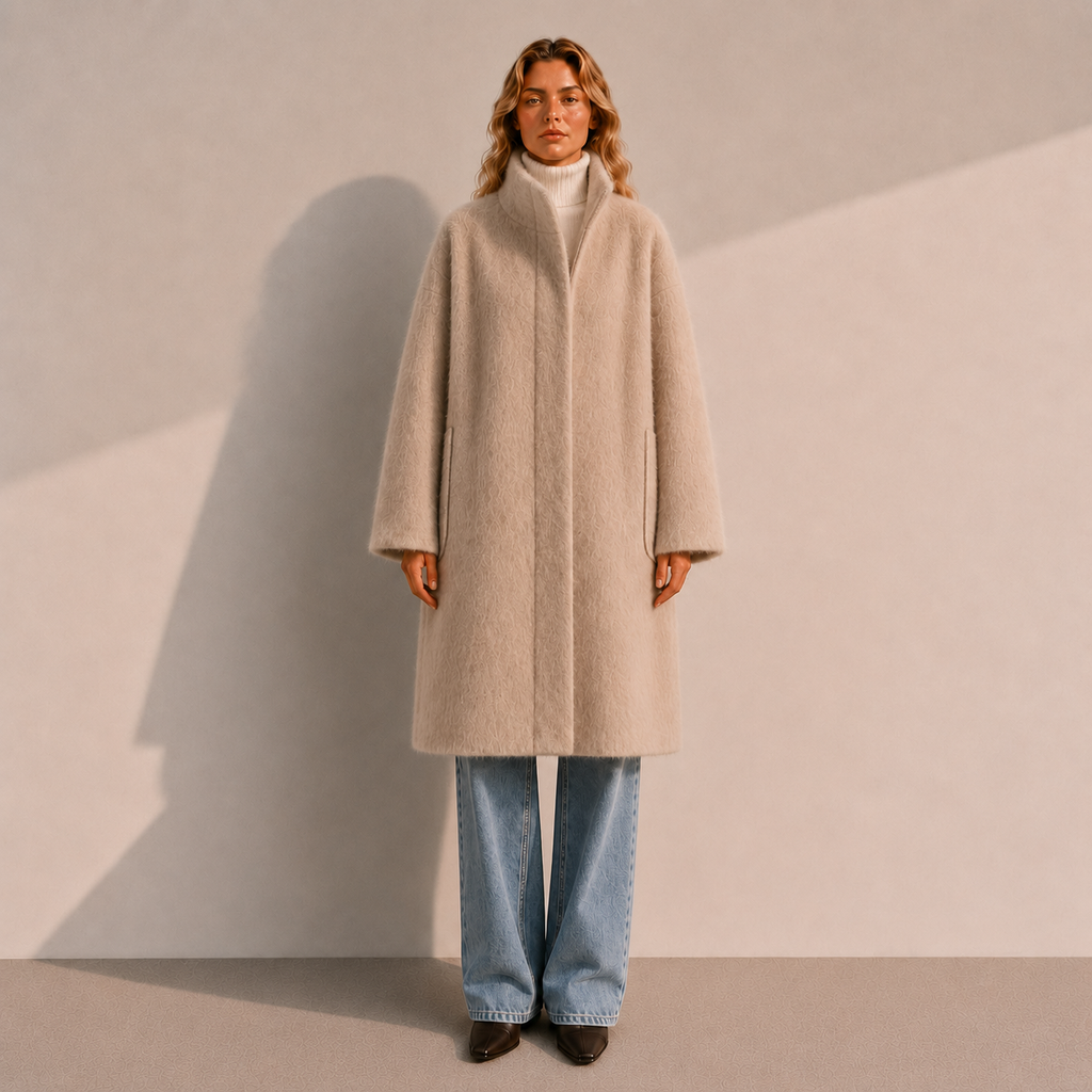Elegant Casual Woolen Coat for Women with Thick Turtleneck Zipper Closure Detachable Belt Full Sleeve for Winter GC0054