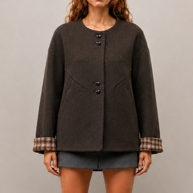 Custom OEM/ODM High-Quality Women's Winter Casual Jacket, Reversible Double-Faced Wool Short Coat 8716