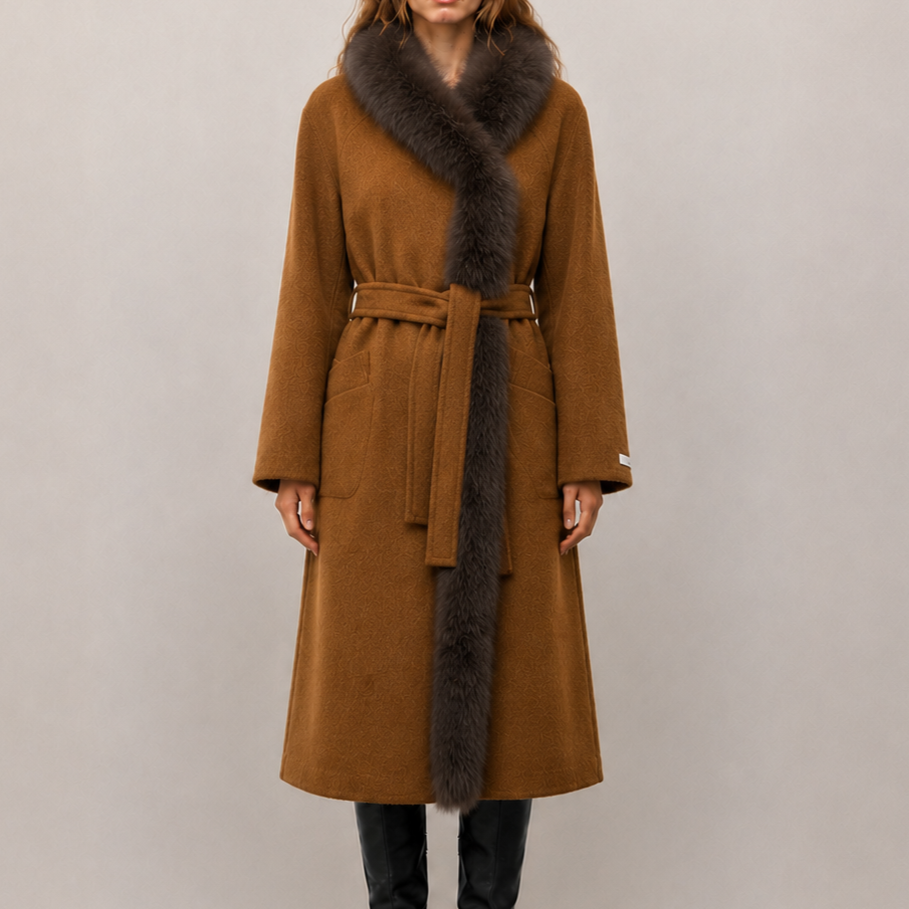 Custom OEM/ODM High-Quality Women's Winter Fashionable Elegant Jacket, Reversible Double-Faced Wool Long Coat L2627