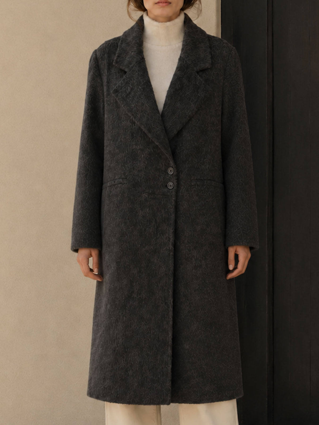 Women's Double-Face Cashmere Wool Woolen Coat Loose Sheep Windbreaker Lapel Single Button Long Winter Outwear Breathable Casual GC0008