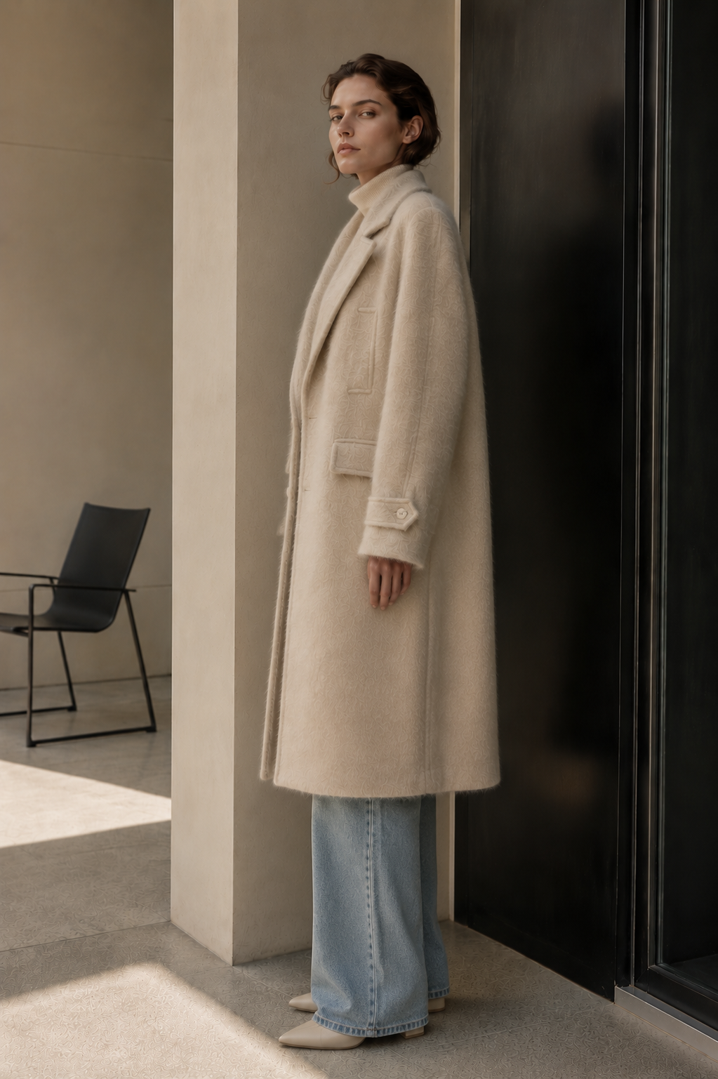 High-twist Woolen Womens Long Double Breasted Solid Color Coat 2026 Autumn/Winter Minimalist Style Fashionable Versatile GC0041