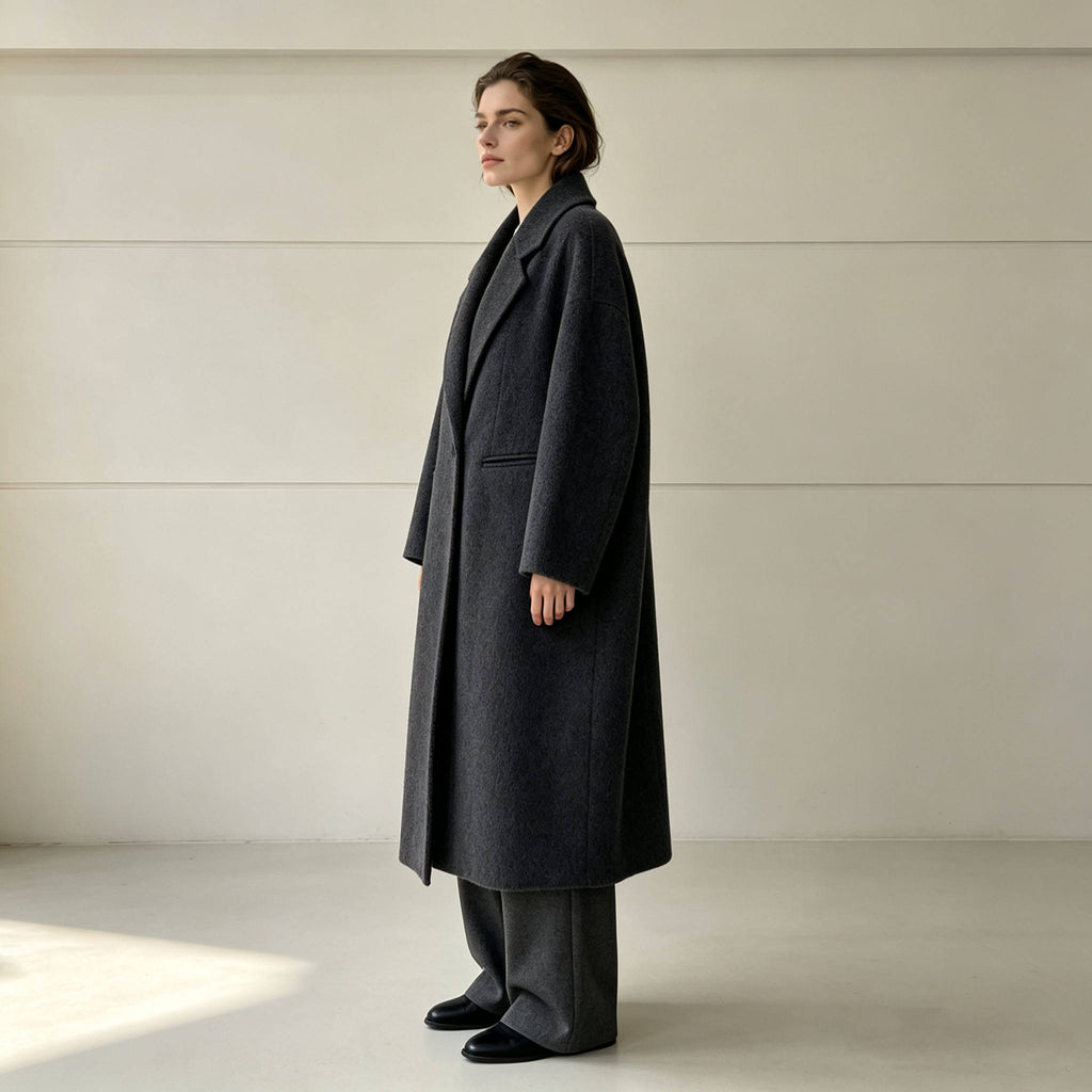 Autumn Women's Long Cashmere Wool Coat Double Face Wool Overcoat 8355
