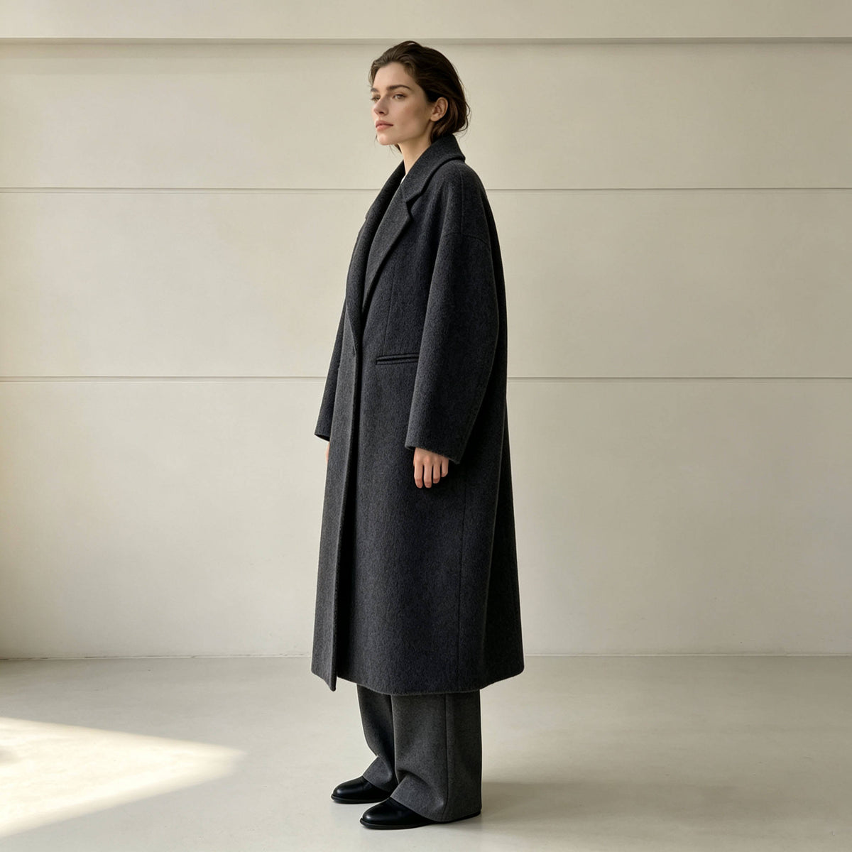 Autumn Women's Long Cashmere Wool Coat Double Face Wool Overcoat 8355