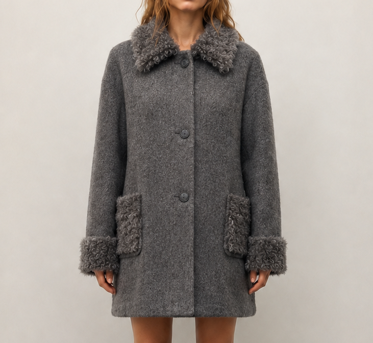 2026 Winter Women's Casual Woven Woolen Coat Turn-down Collar Reversible Double-Faced Cashmere Lining Breathable L2678